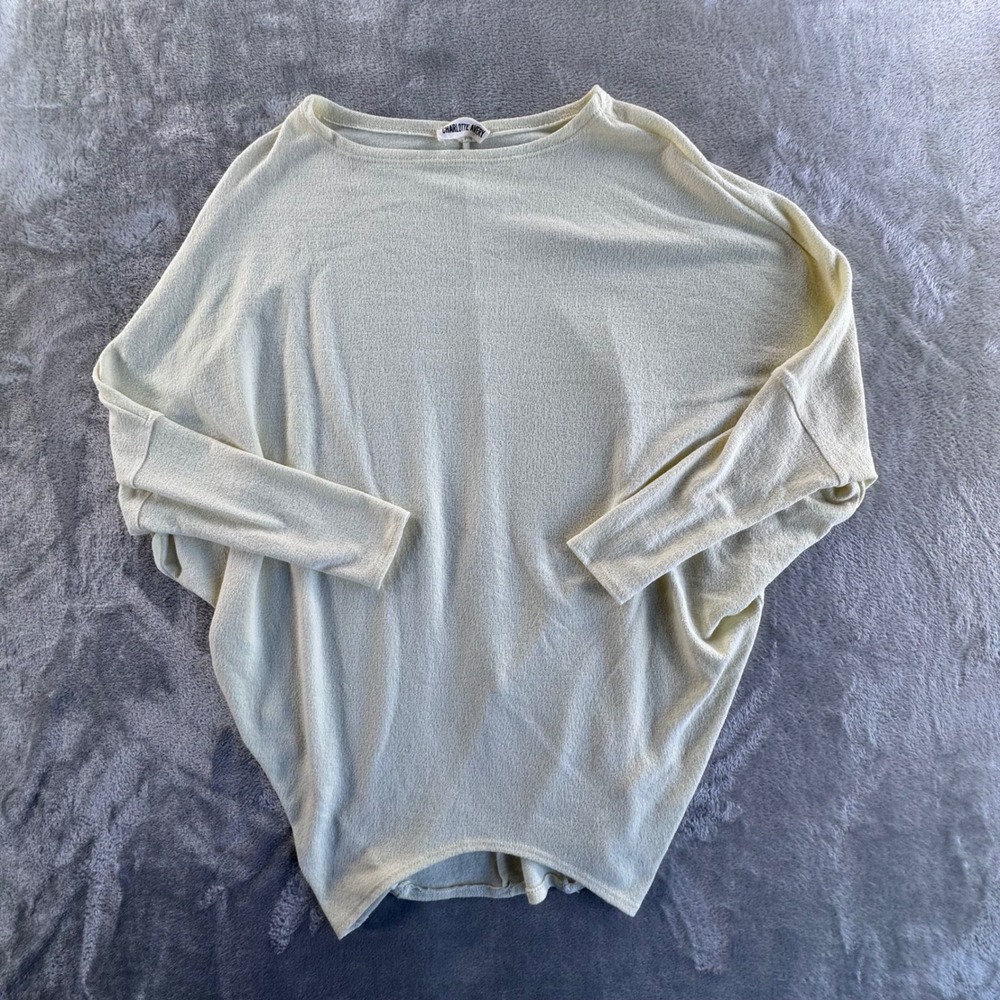 Charlotte Avery Knit Poncho Sweater Womens OS Beige‎ Minimalist Boho Soft